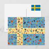 Vlag van Zweden met het briefkaart van (Voorkant / Achterkant)