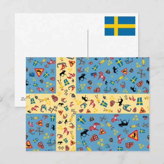 Vlag van Zweden met het briefkaart van (Voorkant / Achterkant)