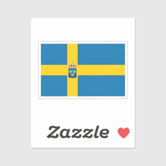 Vlag van Zweden met Klein wapen toegevoegd Sticker (Vel)
