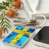 Vlag van Zweden - Ocean Waves Sleutelhanger (Voorkant Rechts)