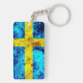 Vlag van Zweden - Ocean Waves Sleutelhanger (achterkant)