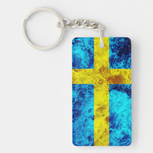 Vlag van Zweden - Ocean Waves Sleutelhanger