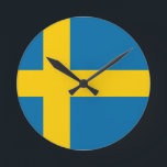 Vlag van Zweden Ronde Klok<br><div class="desc">Vlag van Zweden - Sveriges vlagga</div>