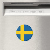 Vlag van Zweden Ronde Magneet (Insitu (Vaatwasser))