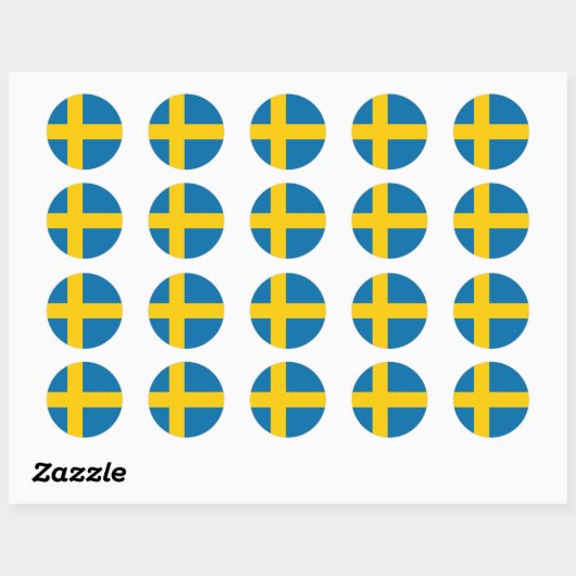 Vlag van Zweden Ronde Sticker (Vel)