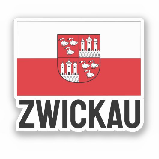 Vlag van Zwickau, Duitsland Sticker (Voorkant)