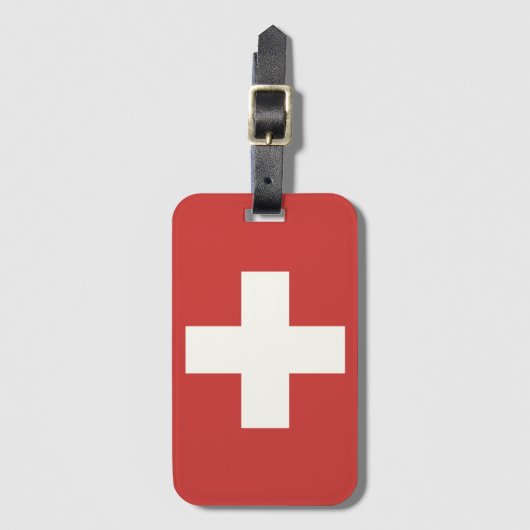 Vlag van Zwitserland Bagagelabel (Voorkant (verticaal))