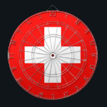Vlag van Zwitserland Dartbord<br><div class="desc">Vlag van Zwitserland: "Unus pro omnibus,  omnes pro uno" → Eén voor iedereen,  iedereen voor één!</div>
