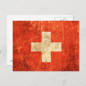 vlag van Zwitserland, gescrateerd en versleten Briefkaart (Voorkant / Achterkant)