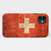  vlag van Zwitserland, gescrateerd en versleten Case-Mate iPhone Case (Achterkant (horizontaal))