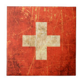  vlag van Zwitserland, gescrateerd en versleten Tegeltje (Voorkant)