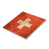 vlag van Zwitserland, gescrateerd en versleten Tegeltje (Zijkant)