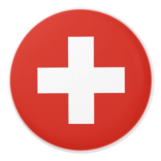 Vlag van Zwitserland Keramische Knop (Voorkant)