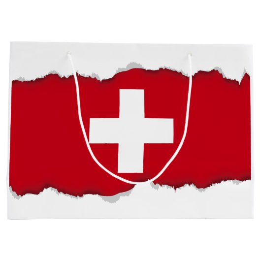 Vlag van Zwitserland Large Cadeautasje (Achterkant)