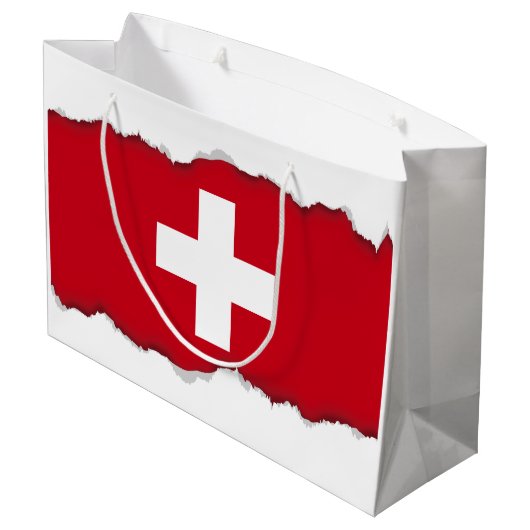 Vlag van Zwitserland Large Cadeautasje (Achterkant Gekanteld)