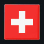 Vlag van Zwitserland Magneet<br><div class="desc">Vlag van Zwitserland: "Unus pro omnibus,  omnes pro uno" → Eén voor iedereen,  iedereen voor één!</div>