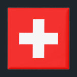 Vlag van Zwitserland Magneet<br><div class="desc">Vlag van Zwitserland: "Unus pro omnibus,  omnes pro uno" → Eén voor iedereen,  iedereen voor één!</div>