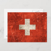 vlag van Zwitserland met ouderdom en kraakbedekki Briefkaart (Voorkant / Achterkant)