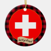 Vlag van Zwitserland, rode buffels, Zwitserland Keramisch Ornament (Voorkant)