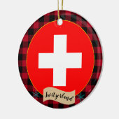 Vlag van Zwitserland, rode buffels, Zwitserland Keramisch Ornament (Links)