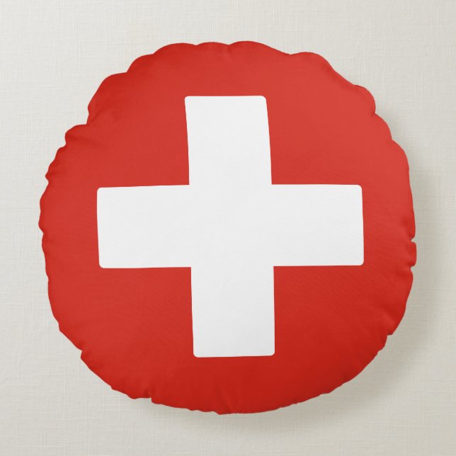 Vlag van Zwitserland Rond Kussen (Voorkant)