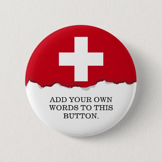 Vlag van Zwitserland Ronde Button 5,7 Cm (Voorkant)