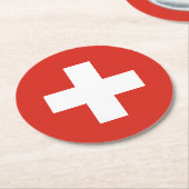 Vlag van Zwitserland Ronde Kartonnen Onderzetter (Gebogen)
