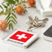 Vlag van Zwitserland Sleutelhanger (Zijkant)