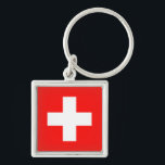 Vlag van Zwitserland Sleutelhanger<br><div class="desc">Vlag van Zwitserland: "Unus pro omnibus,  omnes pro uno" → Eén voor iedereen,  iedereen voor één!</div>