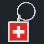 Vlag van Zwitserland Sleutelhanger<br><div class="desc">Vlag van Zwitserland: "Unus pro omnibus,  omnes pro uno" → Eén voor iedereen,  iedereen voor één!</div>