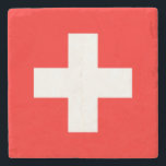 Vlag van Zwitserland Stenen Onderzetter<br><div class="desc">Vlag van Zwitserland: "Unus pro omnibus,  omnes pro uno" → Eén voor iedereen,  iedereen voor één!</div>