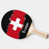 Vlag van Zwitserland Tafeltennisbatje (Zijkant)