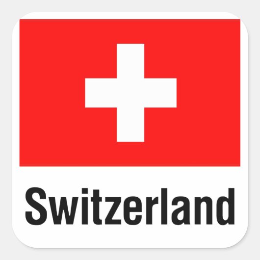 VLAG VAN ZWITSERLAND VIERKANTE STICKER (Voorkant)
