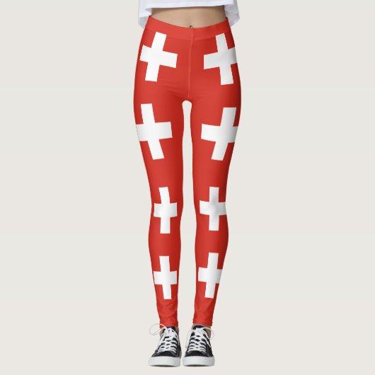 vlag van Zwitserland — wit kruisje Leggings (Voorkant)
