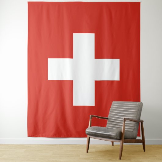 vlag van Zwitserland — wit kruisje Wandkleed (In situ)