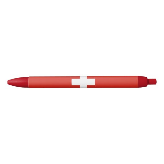 Vlag van Zwitserland Zwarte Inkt Pen (Voorkant)