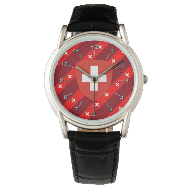 vlag van Zwitserse strepen Horloge (Voorkant)