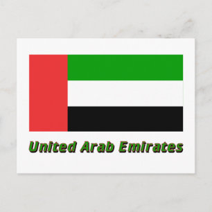 Vlag Verenigde Arabische Emiraten met naam Briefkaart