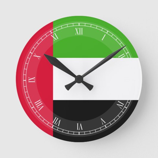 Vlag Verenigde Arabische Emiraten Ronde Klok (Voorkant)
