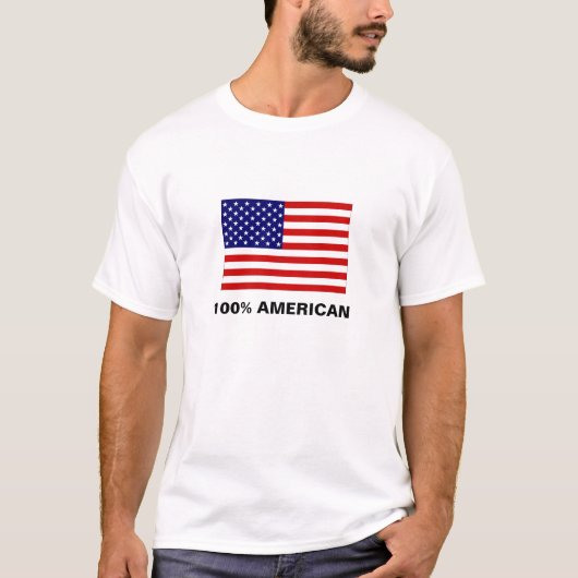 vlag Verenigde Staten, 100% AMERIKAANS T-shirt (Voorkant)