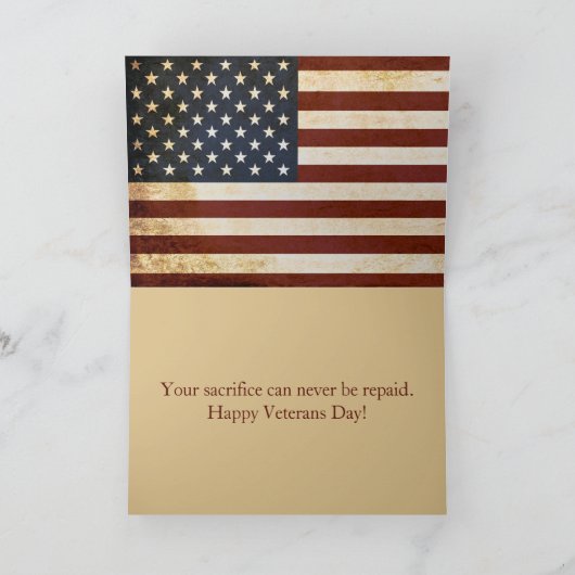  Vlag Verenigde Staten Happy Veteran Day Bedankkaart (Binnen)