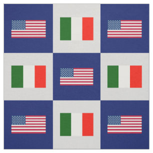 Vlag Verenigde Staten, Italië Vlag op Blauw & Lt Stof