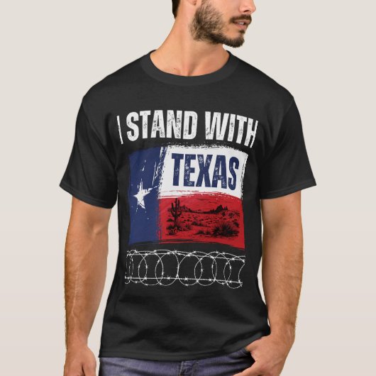 Vlag Verenigde Staten Staat van Texas I Stand Met T-shirt (Voorkant)