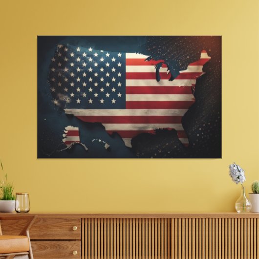 Vlag Verenigde Staten van Amerika Canvas Print Afb (Insitu (Woonkamer))