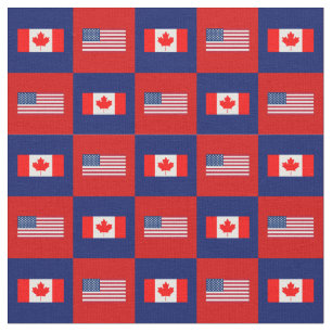 Vlag Verenigde Staten, vlag Canada op blauw en roo Stof