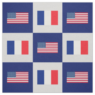 Vlag Verenigde Staten, vlag Frankrijk op blauw & l Stof