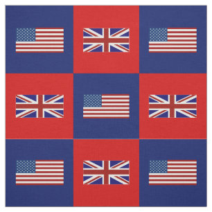 Vlag Verenigde Staten, vlag Verenigd Koninkrijk op Stof