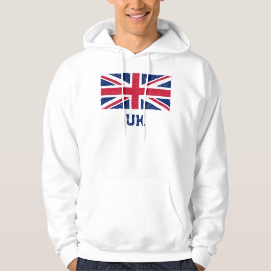  vlag vlag vlag (blauwe tekst van het VK) Hoodie (Voorkant)