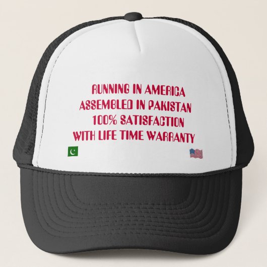 VLAG, VLAGUS,     RUNNING IN AMERIKA, VERGADERD .. TRUCKER PET (Voorkant)