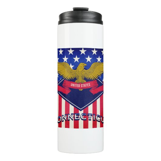 Vlag voor Connecticut USA Thermosbeker (Voorkant)
